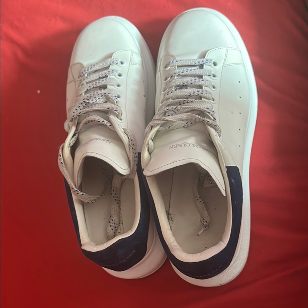 Alexander McQueen Cream and Navy Sneakers